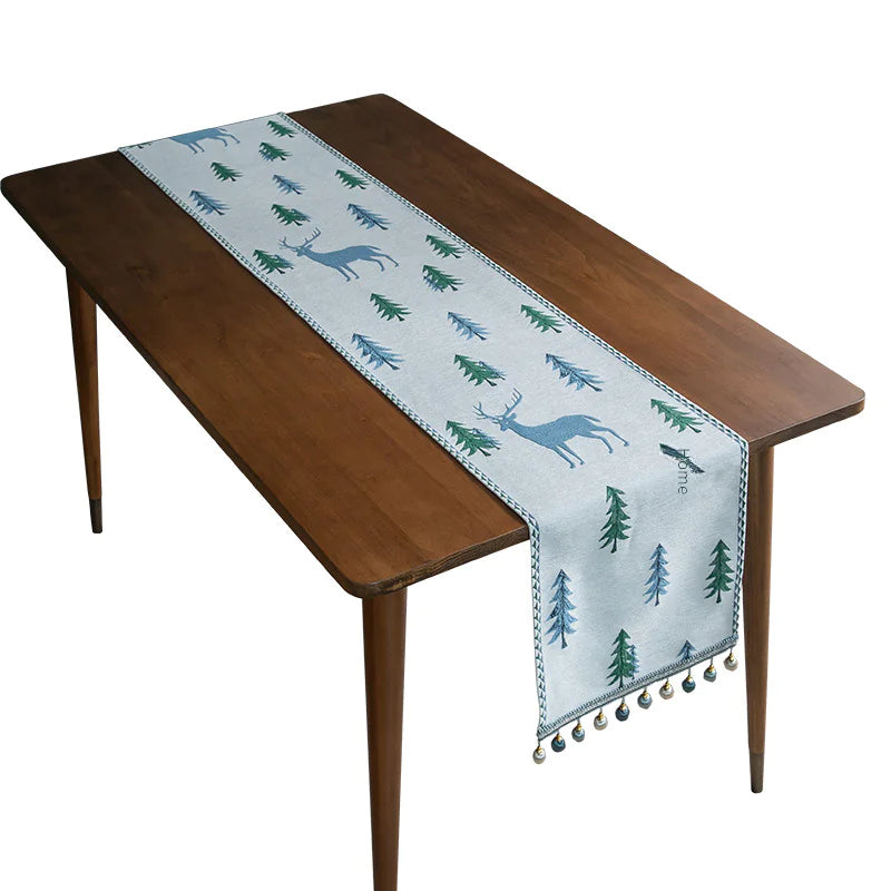 Modern Minimalist Christmas Table Runner with Tassels