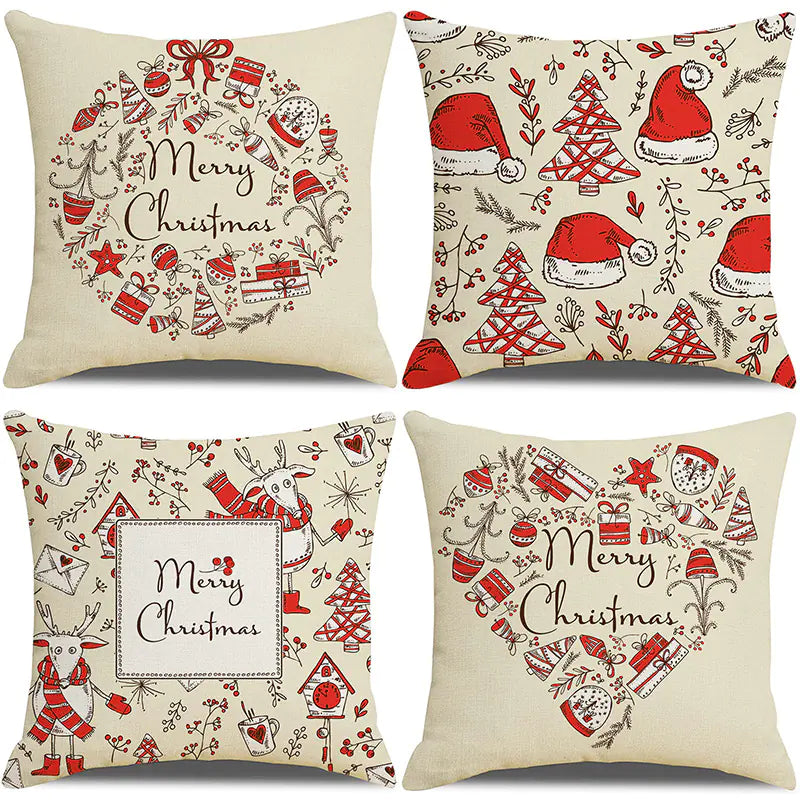 Christmas Pillow Cover Set for Living Room Sofa