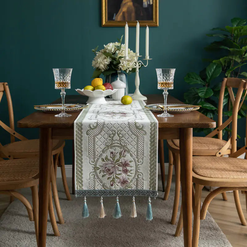 Modern Minimalist Christmas Table Runner with Tassels