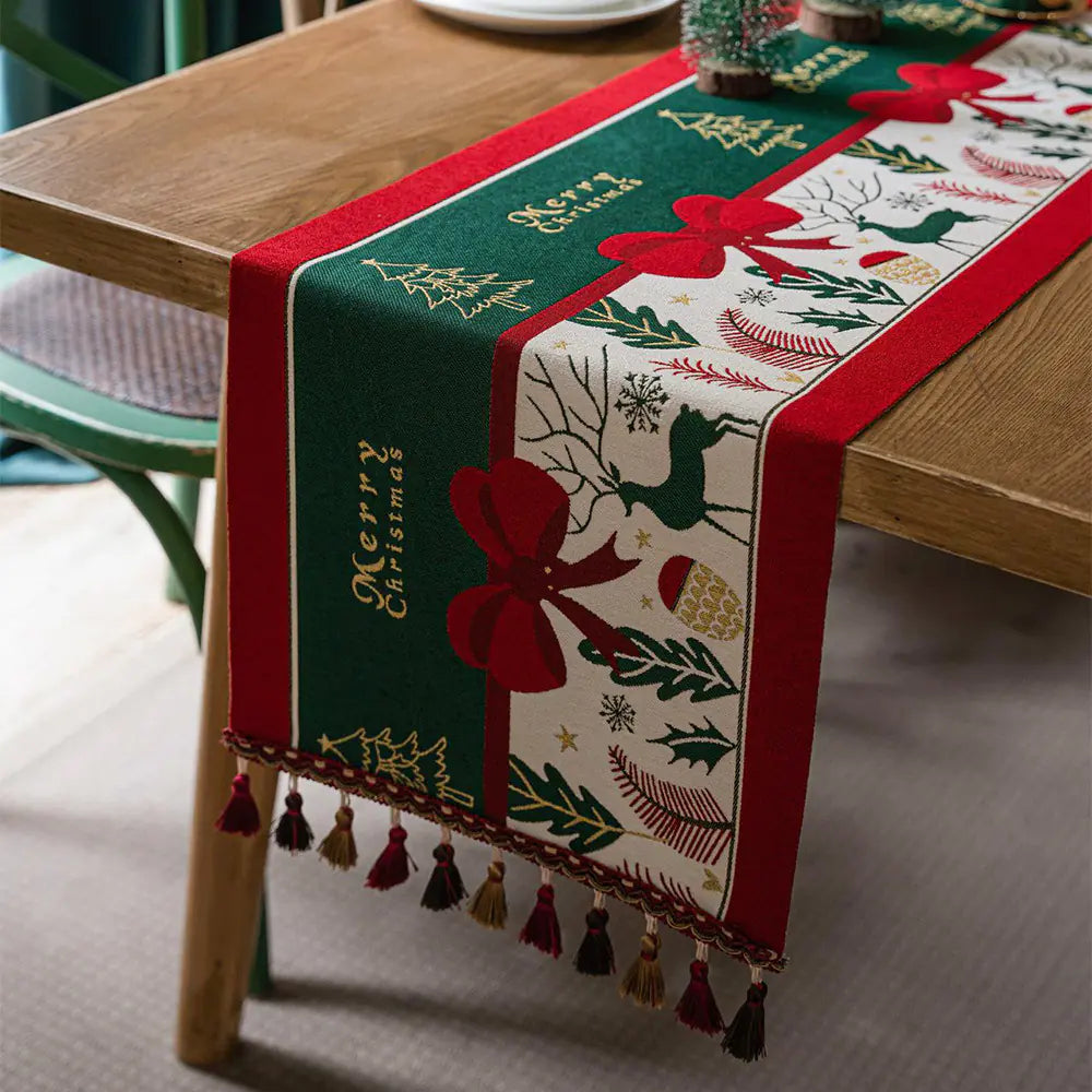 Red Christmas Table Runner for Festive Decorations