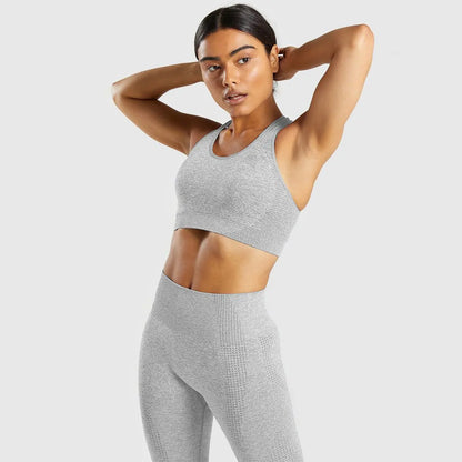 Seamless Knitted Yoga Fitness Set with Sports Bra