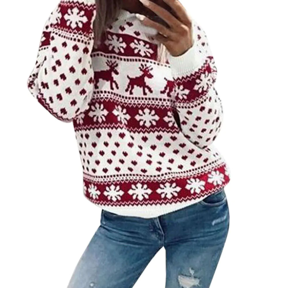 Christmas Reindeer Print Hoodie Sweatshirt