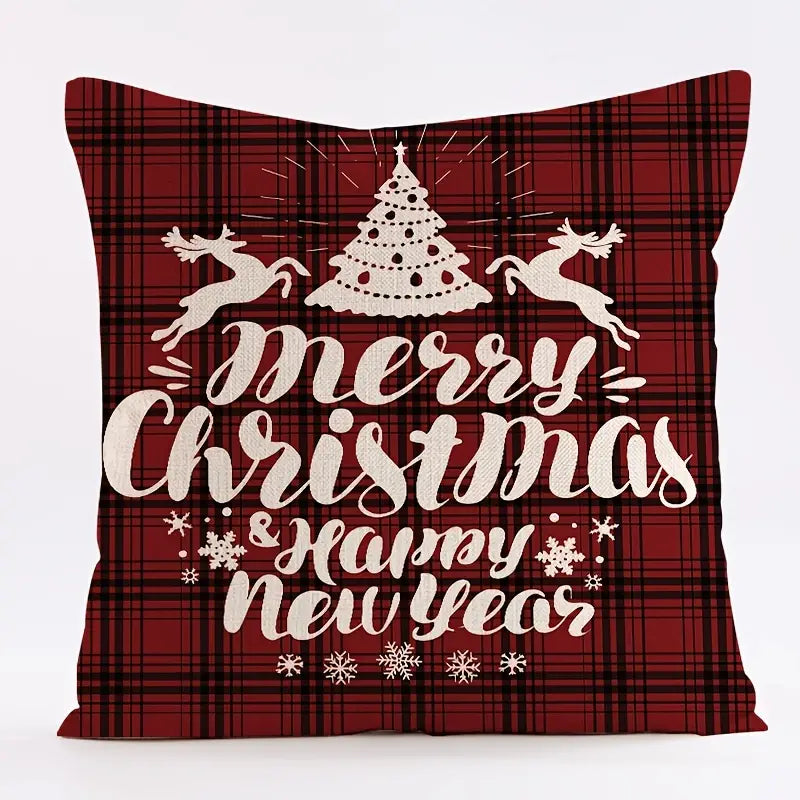 Red Plaid Christmas Pillow Cover 18x18in for Home Decor