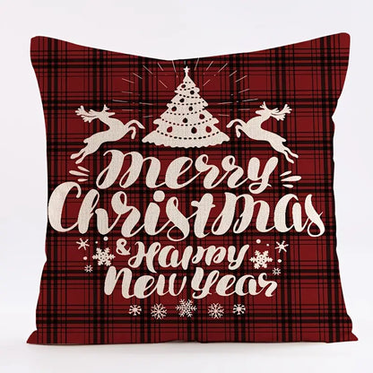 Red Plaid Christmas Pillow Cover 18x18in for Home Decor