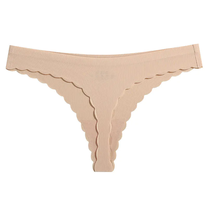 Pure Color Seamless Ice Silk Low-Waist Thong Underwear