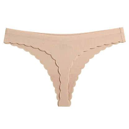 Pure Color Seamless Ice Silk Low-Waist Thong Underwear