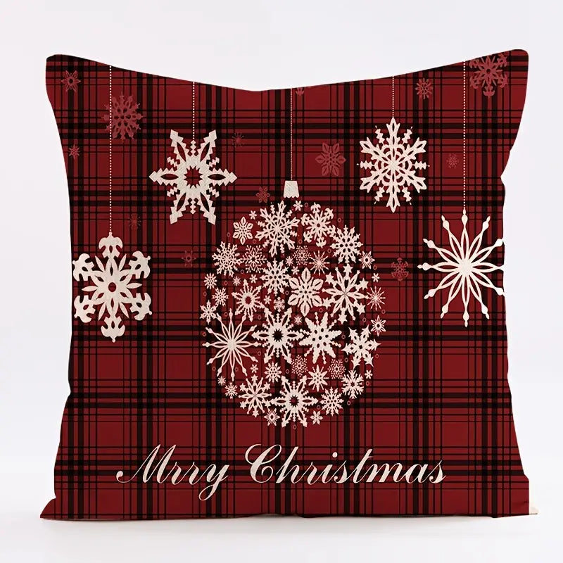 Red Plaid Christmas Pillow Cover 18x18in for Home Decor