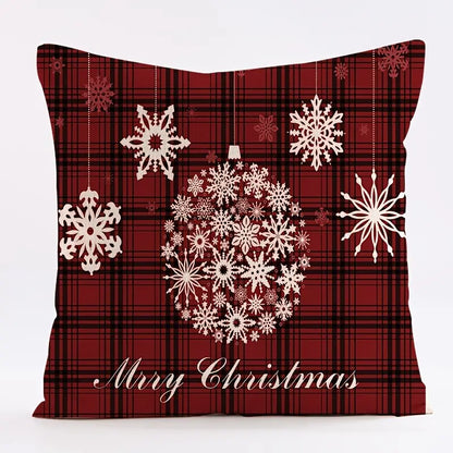 Red Plaid Christmas Pillow Cover 18x18in for Home Decor
