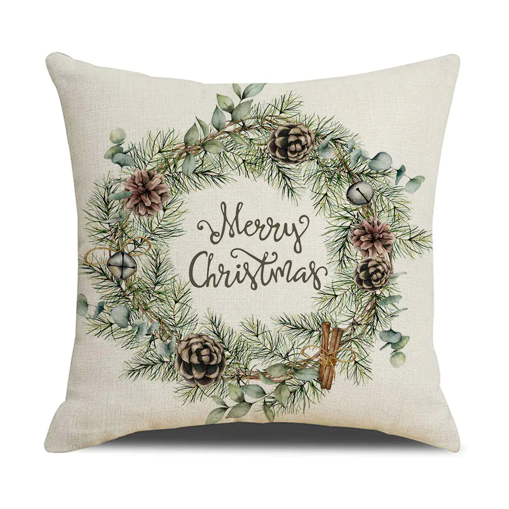 Watercolor Christmas Pillow Cover in Simple Linen Design
