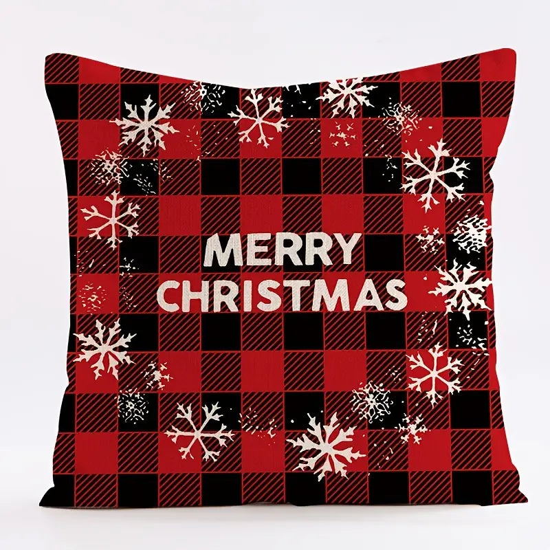 Red Plaid Christmas Pillow Cover 18x18in for Home Decor