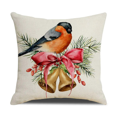 Watercolor Christmas Pillow Cover in Simple Linen Design