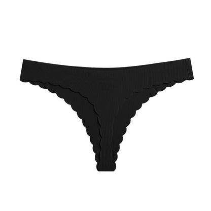 Pure Color Seamless Ice Silk Low-Waist Thong Underwear