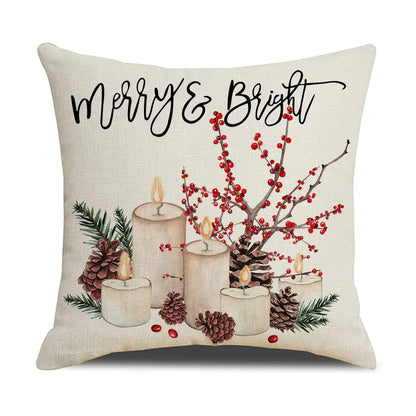 Watercolor Christmas Pillow Cover in Simple Linen Design