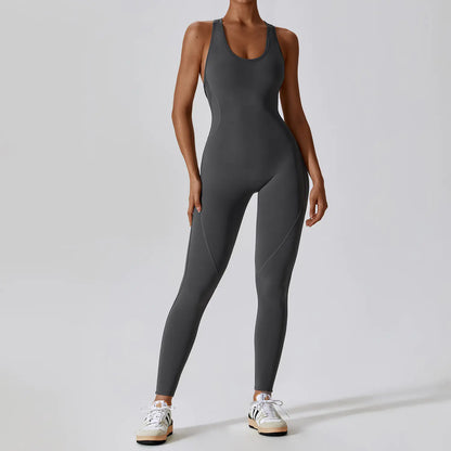 High Elasticity Women's Yoga Bodysuit with Open Back