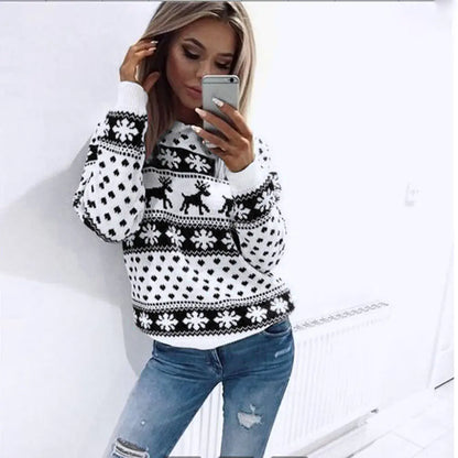 Christmas Reindeer Print Hoodie Sweatshirt