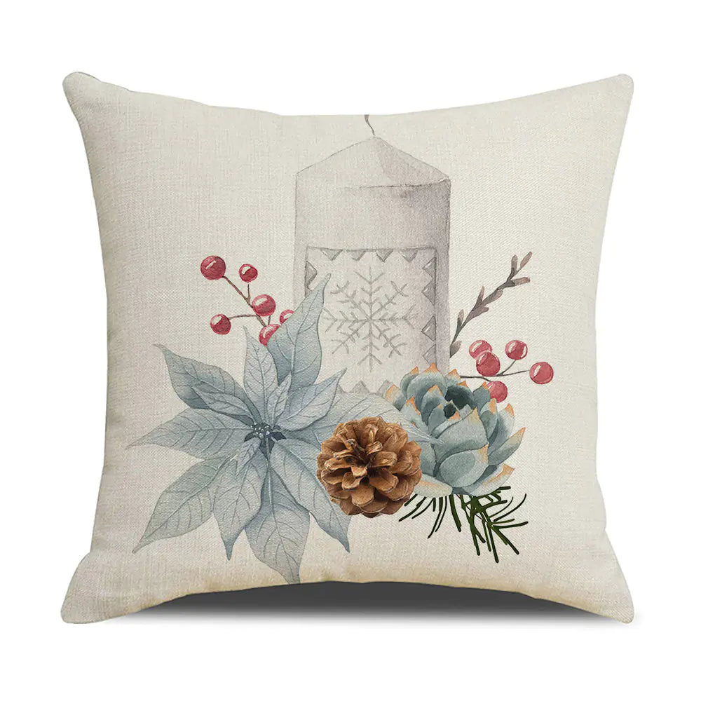 Watercolor Christmas Pillow Cover in Simple Linen Design