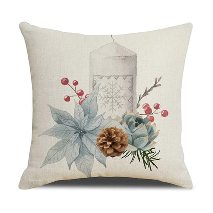Watercolor Christmas Pillow Cover in Simple Linen Design