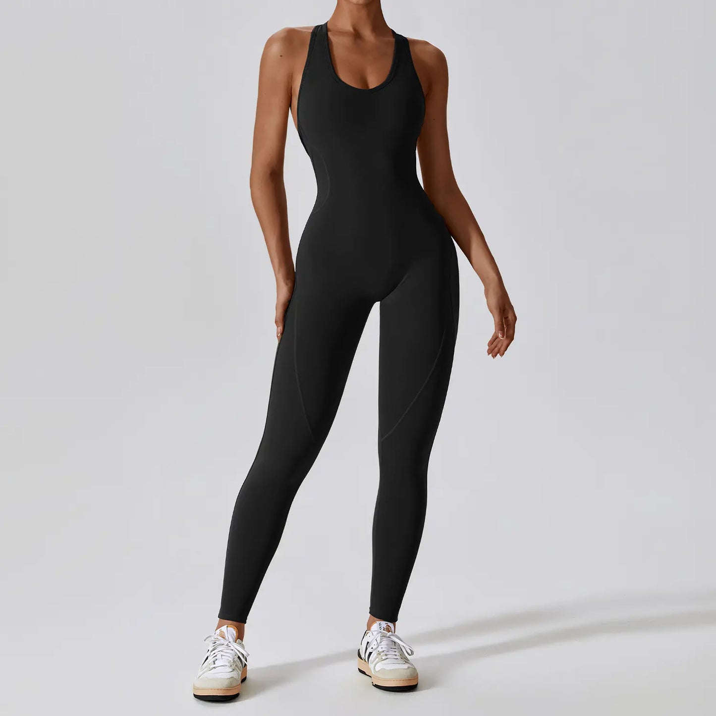 High Elasticity Women's Yoga Bodysuit with Open Back