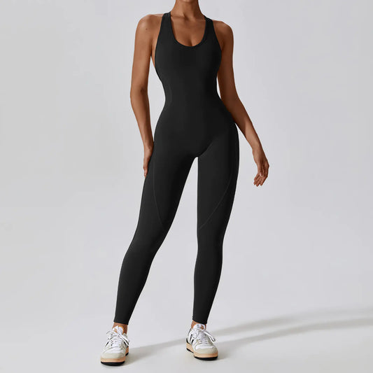 High Elasticity Women's Yoga Bodysuit with Open Back