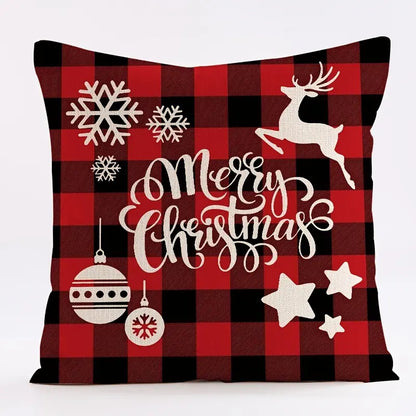 Red Plaid Christmas Pillow Cover 18x18in for Home Decor