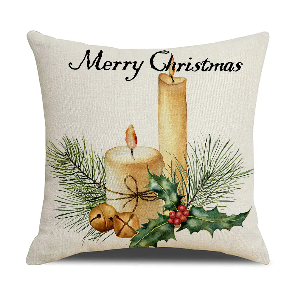 Watercolor Christmas Pillow Cover in Simple Linen Design