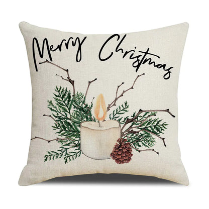 Watercolor Christmas Pillow Cover in Simple Linen Design