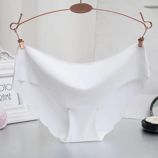 Seamless Ice Silk Women's Low Waist Cotton Briefs
