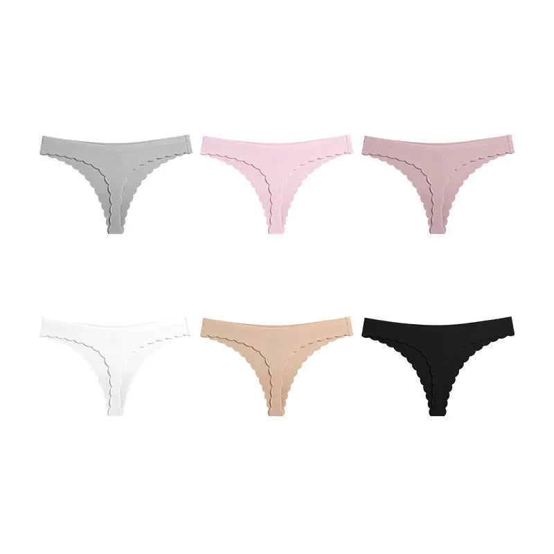Pure Color Seamless Ice Silk Low-Waist Thong Underwear