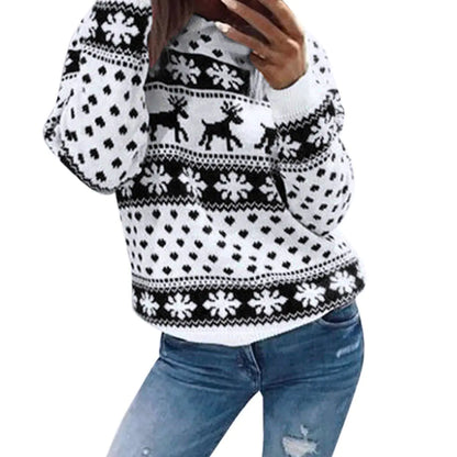 Christmas Reindeer Print Hoodie Sweatshirt