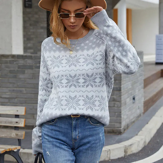 European American Christmas Snowflake Sweater