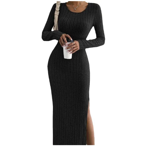 Split Hem Bodycon Knit Dress for Women