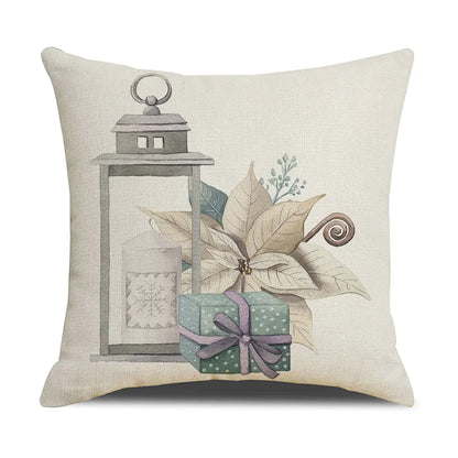 Watercolor Christmas Pillow Cover in Simple Linen Design