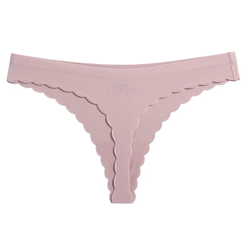 Pure Color Seamless Ice Silk Low-Waist Thong Underwear