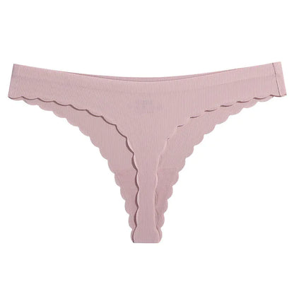 Pure Color Seamless Ice Silk Low-Waist Thong Underwear