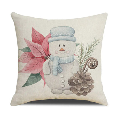 Watercolor Christmas Pillow Cover in Simple Linen Design