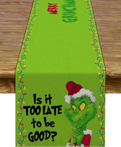 Green Christmas Table Runner Xmas Buffalo Plaid Check Winter Holiday Party Decoration Fireplace Kitchen Dinning Home Decor 90Inches Long