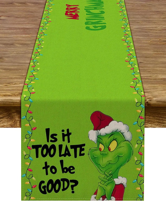 Green Christmas Table Runner Xmas Buffalo Plaid Check Winter Holiday Party Decoration Fireplace Kitchen Dinning Home Decor 90Inches Long