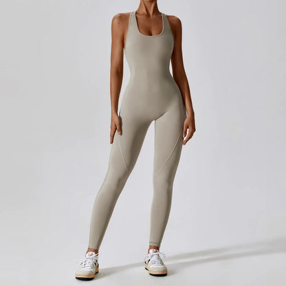 High Elasticity Women's Yoga Bodysuit with Open Back