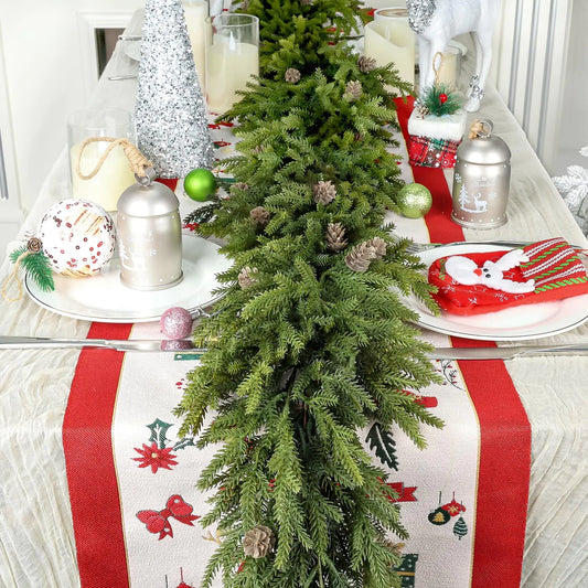 Artgar Christmas Garland - 6 FT Cedar Garland - Real Touch Pine Garland with Pine Cones Green Garland Christmas Decorations for Home Mantelpiece Dining Table Porch Winter Christmas Decor