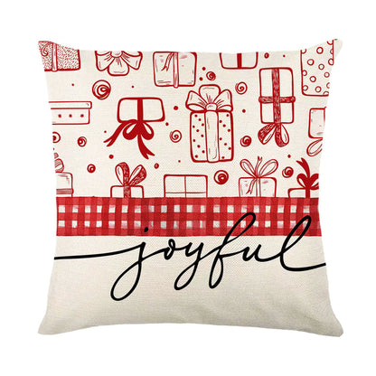 Festive Linen Christmas Pillow Cover