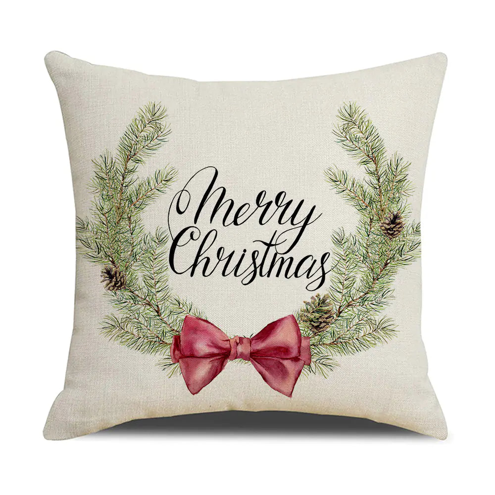 Watercolor Christmas Pillow Cover in Simple Linen Design