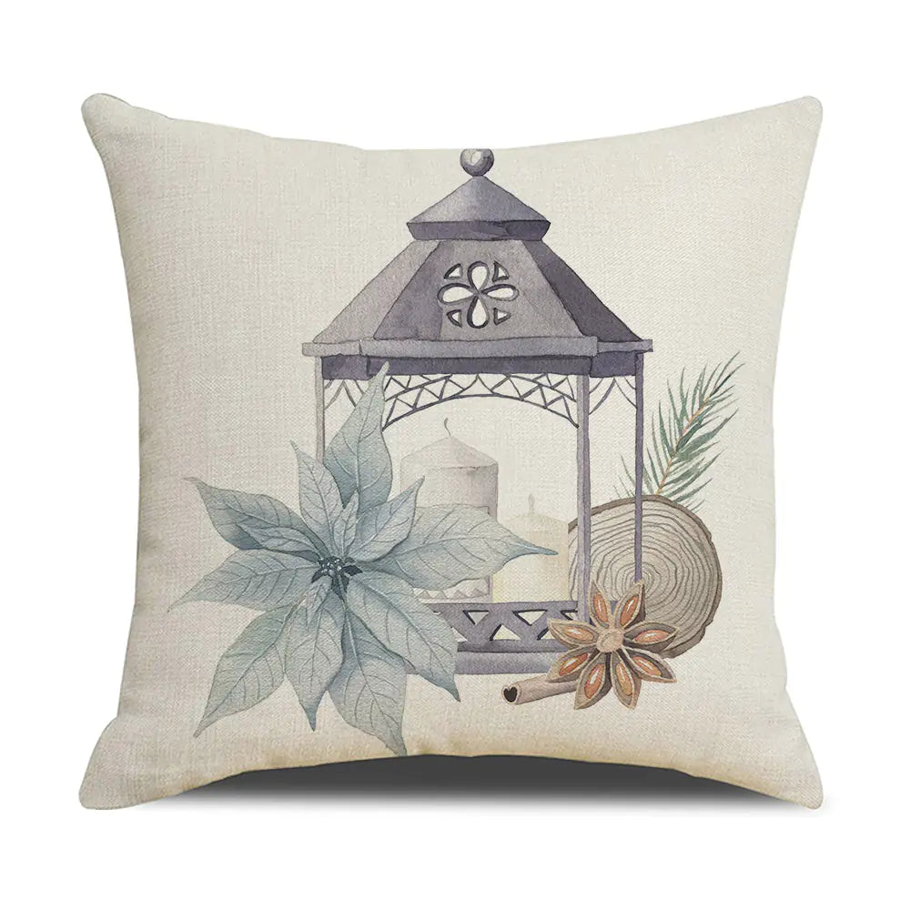 Watercolor Christmas Pillow Cover in Simple Linen Design