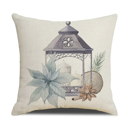 Watercolor Christmas Pillow Cover in Simple Linen Design