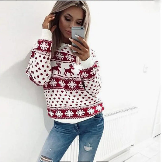 Christmas Reindeer Print Hoodie Sweatshirt