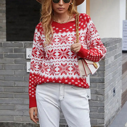 European American Christmas Snowflake Sweater