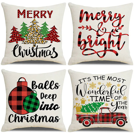 Christmas Pillow Cover Set for Living Room Sofa