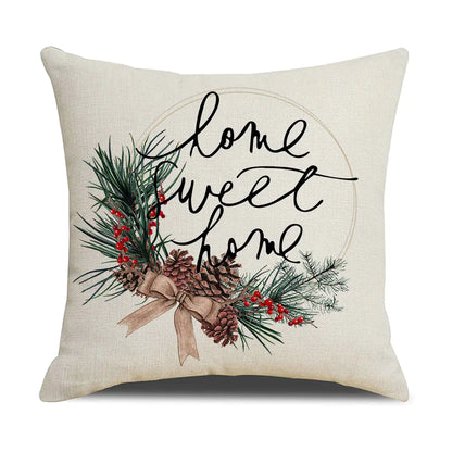 Watercolor Christmas Pillow Cover in Simple Linen Design
