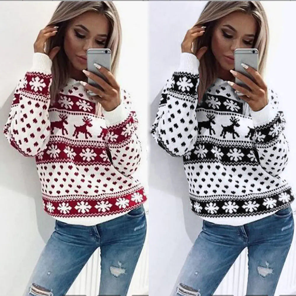 Christmas Reindeer Print Hoodie Sweatshirt