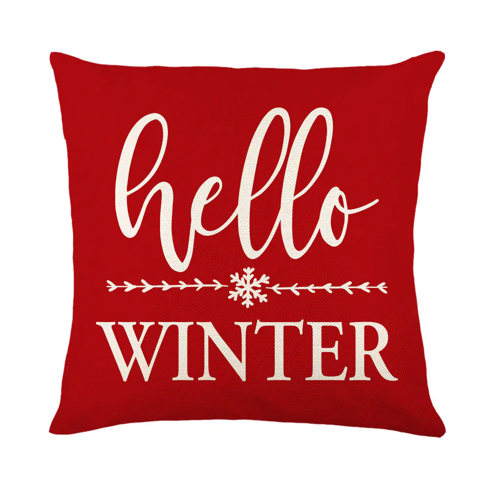 Festive Linen Christmas Pillow Cover