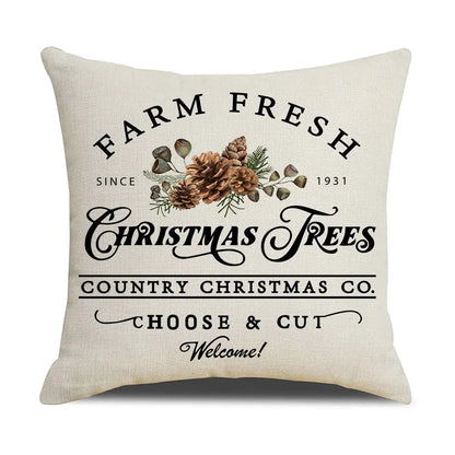 Watercolor Christmas Pillow Cover in Simple Linen Design